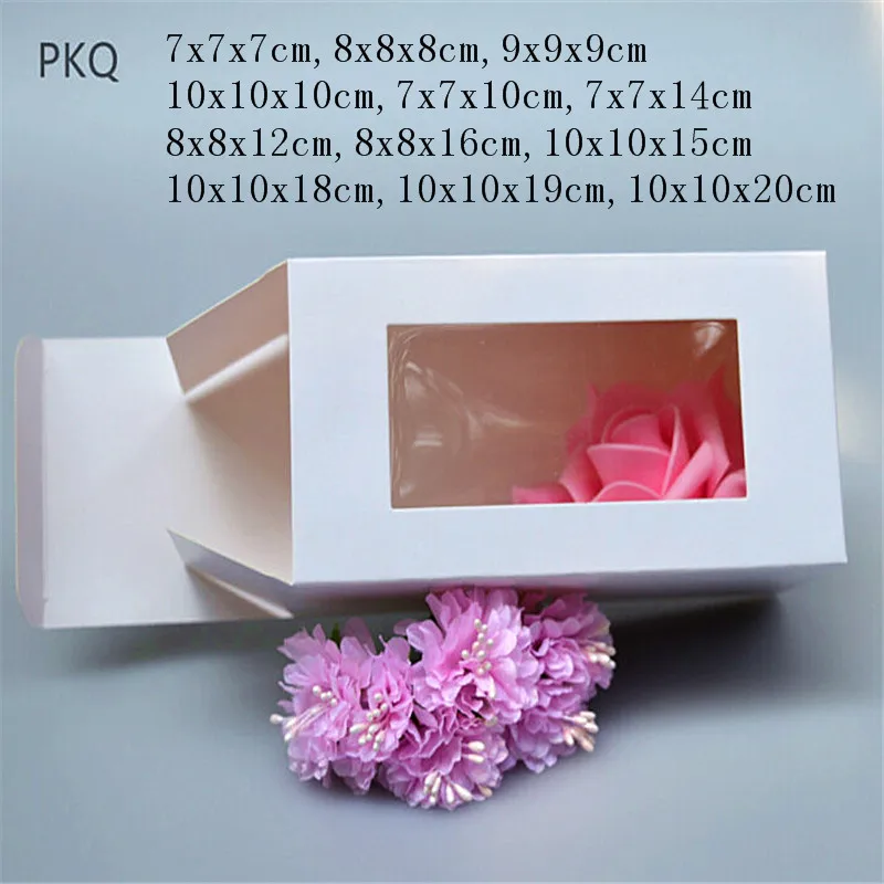 

Large white gift cardboard boxes, white paper gift box with clear pvc window packaging,Macaron packing craft box