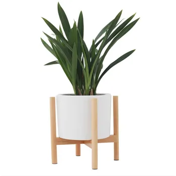 

Indoor Wood Plant Flower Pot Planter Stand Assembly Beech Holder Wooden Floor Potted Rack for Home Office Decor