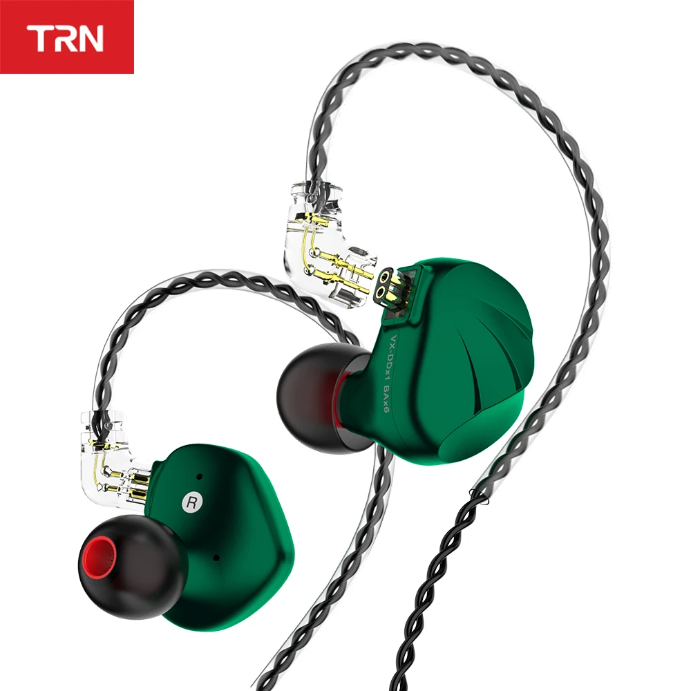 TRN VX 6BA 1DD hibrido en el auriculdel oido Monitor HIFI deporte auriculares с 2 контактным разъемом 0 75 мм