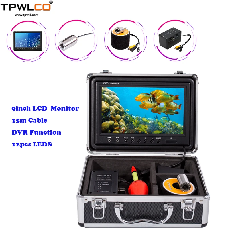 

9-дюймовый ЖК-дисплей, рыбопоисковый прибор, водонепроницаемая подводная камера, поддержка видеозаписи с 12 светодиодами, кабель 15 м, камера видеонаблюдения для рыбалки