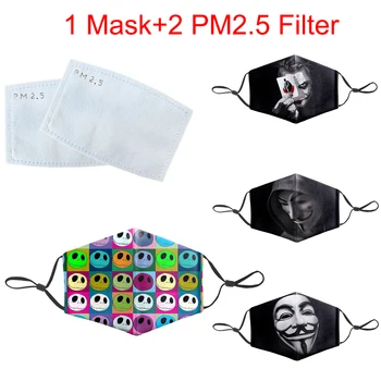 

Reusable Protective PM2.5 Filter Masks Joker Funny Print Bacteria Proof Flu Mask Face Anti Dust Windproof Mouth-Muffle Mask