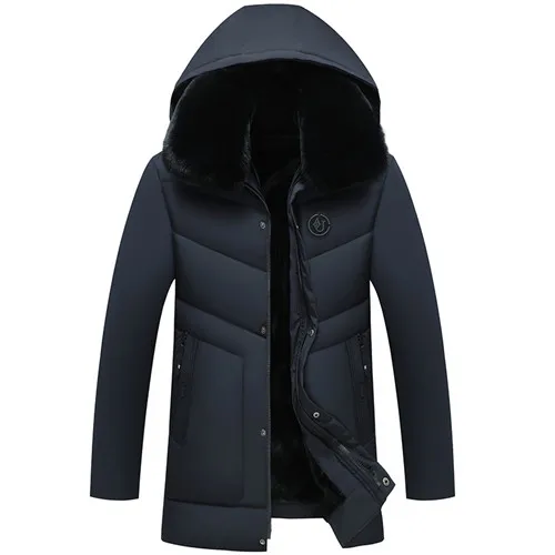Новые модные куртки мужские зимние пальто с капюшоном длинное плотное зимнее пальто мужские однотонные парки Пальто с хлопковой подкладкой верхняя одежда