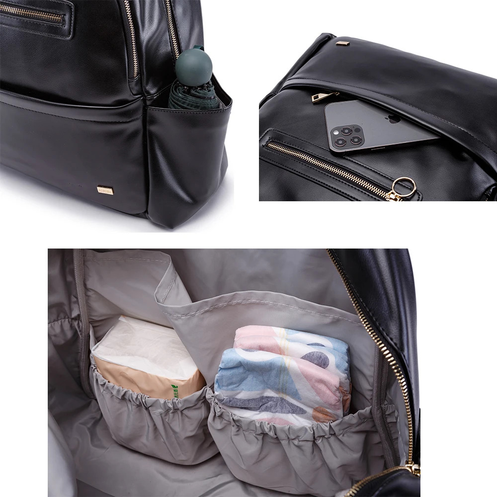 Soboba Diaper Bag for Newborn Baby Smooth Large Capacity Waterproof Nappy Changing Bag with Pacifier Bag Travel Diaper Backpack 5