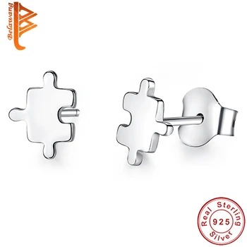 

Wholesale 5PCS 2019 Fashion Sale 925 Sterling Silver Geometric Puzzle Stud Earrings for Women Authentic Silver Jewelry