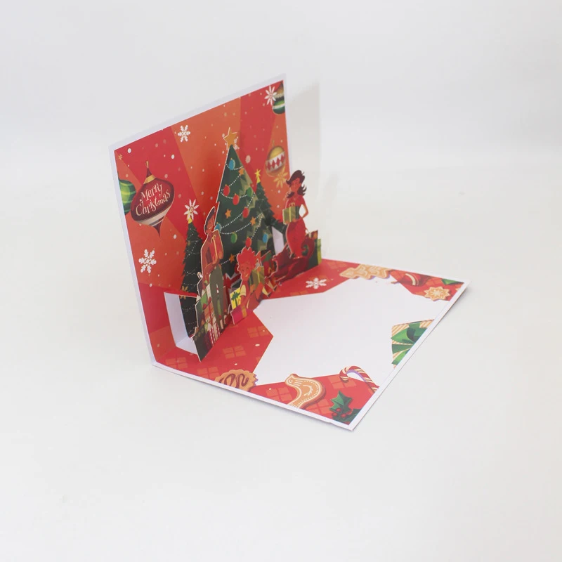  4 Styles 3D Handmade Cartoon Colorful Chrismas Party Paper Invitation Greeting Cards PostCard Merry - 4000314459897