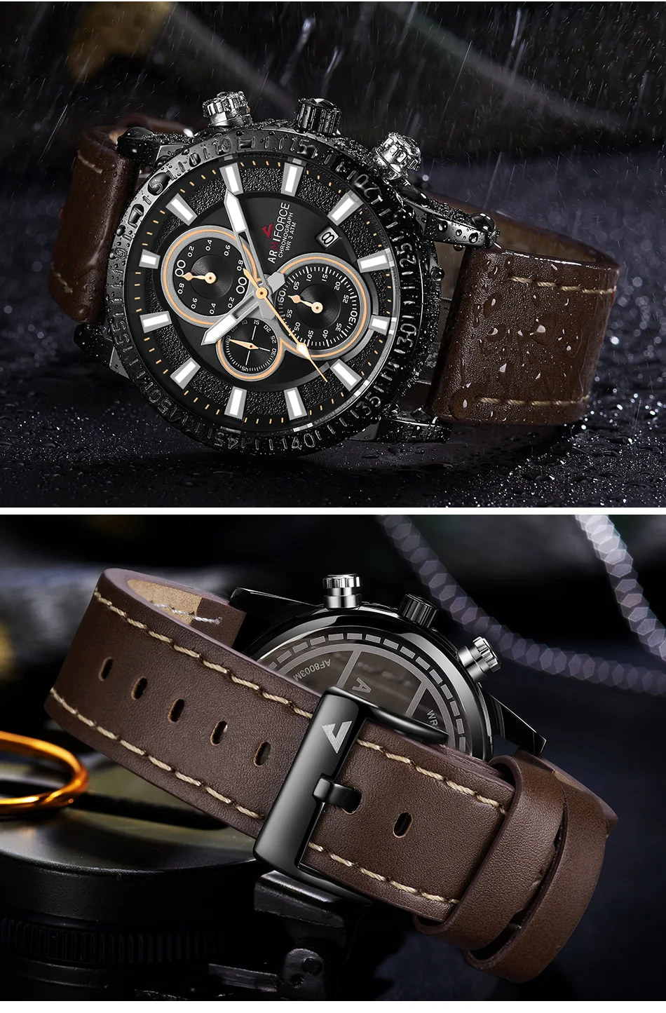 Топ люксовый бренд ARMIFORCE мужские часы дизайн часы мужские повседневные водонепроницаемые часы кожаный ремешок наручные часы Relogio Masculino