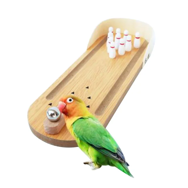 US $6.69 Wooden Bird Trick Training Toys Parrot Toy Mini Desktop Bowling Bird Parrot Education Play Toys for