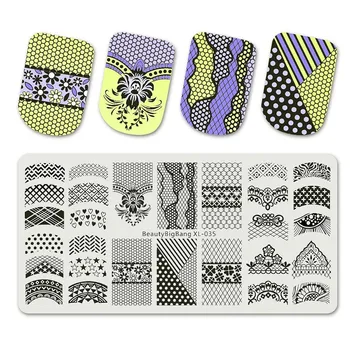 

BeautyBigBang Stamping Plates Lace Heart Crown Stitching Flower Image Stainless Steel Nail Art Stamping Plate Template XL-035