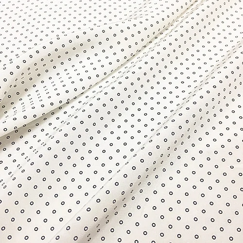 Принт в горошек на белом дне ткань из чистого шелка крепдешина SCDC1085 | Дом и сад