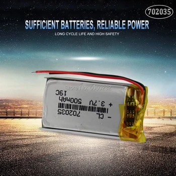 

1pc 500mAh 3.7V 702035 Lithium Polymer Rechargeable Battery For bluetooth speaker MP5 GPS DVD PDA PDA LED Light Li-ion Cell