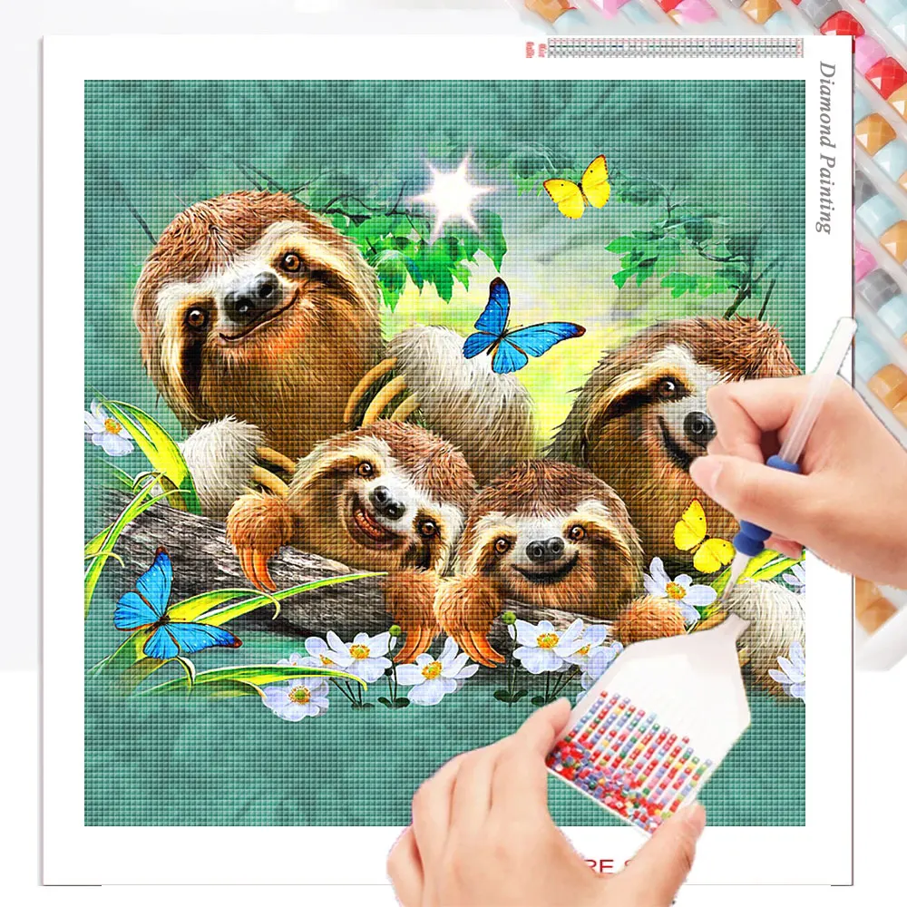 Diamond Painting Cartoon Sloth  Diamond Painting Adults Sloth - Diamond  Painting Cross Stitch - Aliexpress