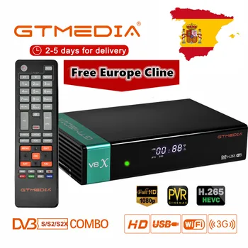 

New GTmedia V8X Satellite TV Receiver Freesat V8 Super Updated GTmedia V8 Nova with Europe Cline for 3 Years Spain Poland