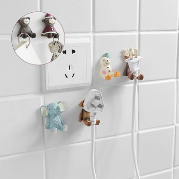 

Hook Wall Hook Creative Cartoon Animal Receiving Hook Multi-Functional Wall-Mounted Plug Bracket Sticking Hook Receiving Frame
