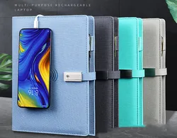 Chargeur sans fil pour ordinateur portable, 8000 mAh, alimentation 16 go, disque U, logo personnalisé, couleur, bloc notes 