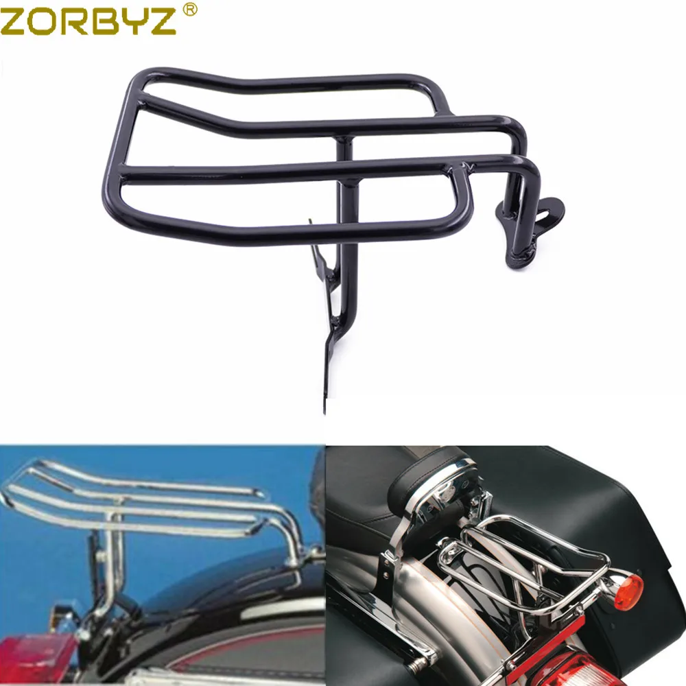ZORBYZ Black Motorcycle Steel Rear Luggage Rack Carrier For Harley Sportster XL883 1200 Custom