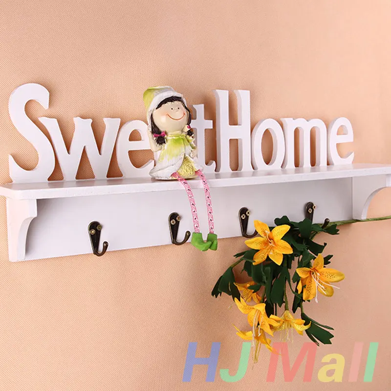 

Wall Hanger Style 4 Hooks Storage NAS Sweet Home Style Rack Decor Shelf Organizer Wall Mounted