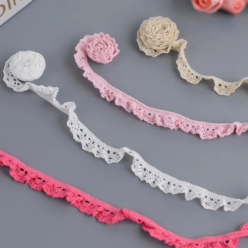 Stretch Lace Cotton 10 Yards Trousers Dress Embroidery Accessories Pink Blue Handmade Decoration Diy Fungus Lace Lace ribbon,lace fabric,lace sewing supplies,lace accessories,lace garment accessories