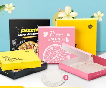

40pcs/lot Pizza Box 8 9 6 7 Inch Disposable Pizza Case Carton Board Pastry Pizza Gift Boxes Egg Tart Case DIY Packaging Box