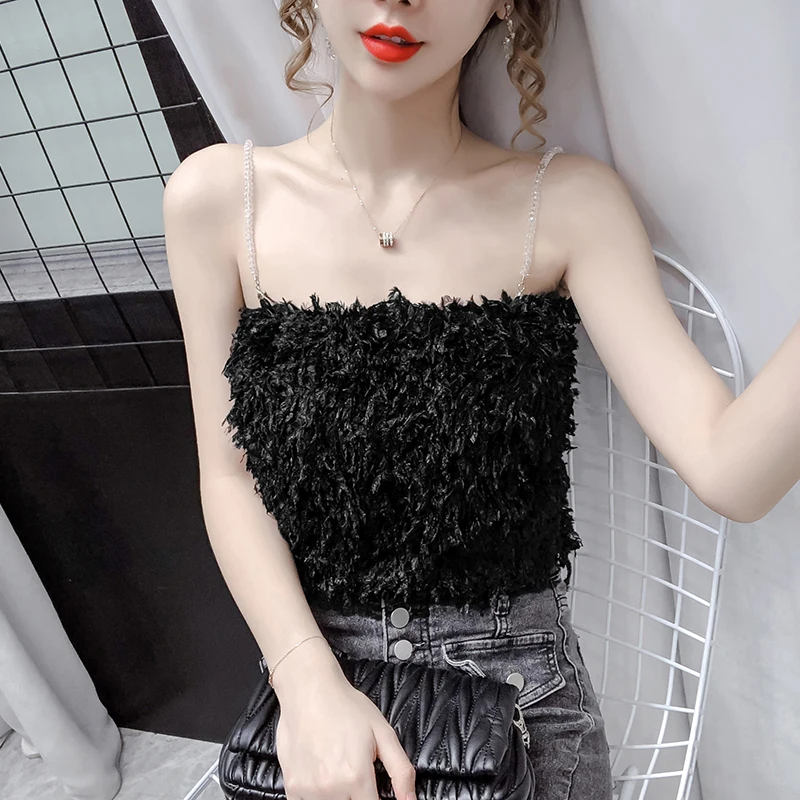 Fashion Women Tops Woman Tank Top Plus Velvet Woman Sleeveless Camisole Tops for Women Halter Top Elegant Ladies Thick Camis Tee