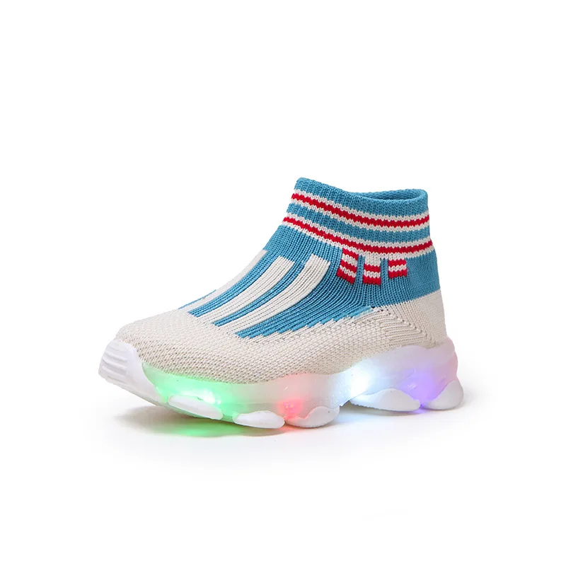 

kids boots for girls boys winter children luminous rubber kids baby boots sock fashion led glowing children boots