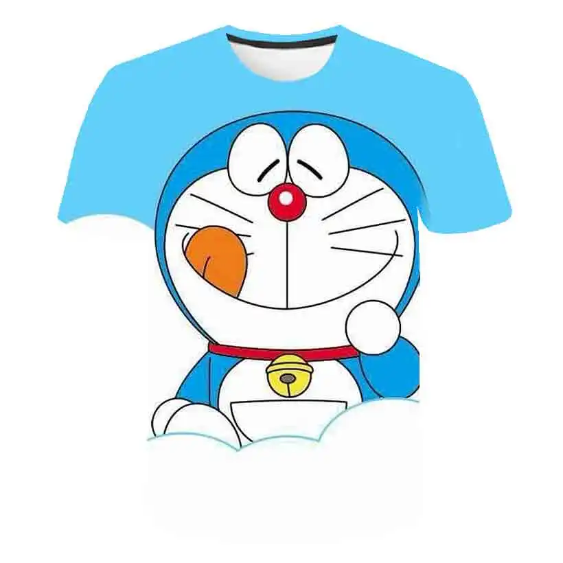 Милая мультяшная футболка Doraemon Детская для мальчиков и девочек Повседневная