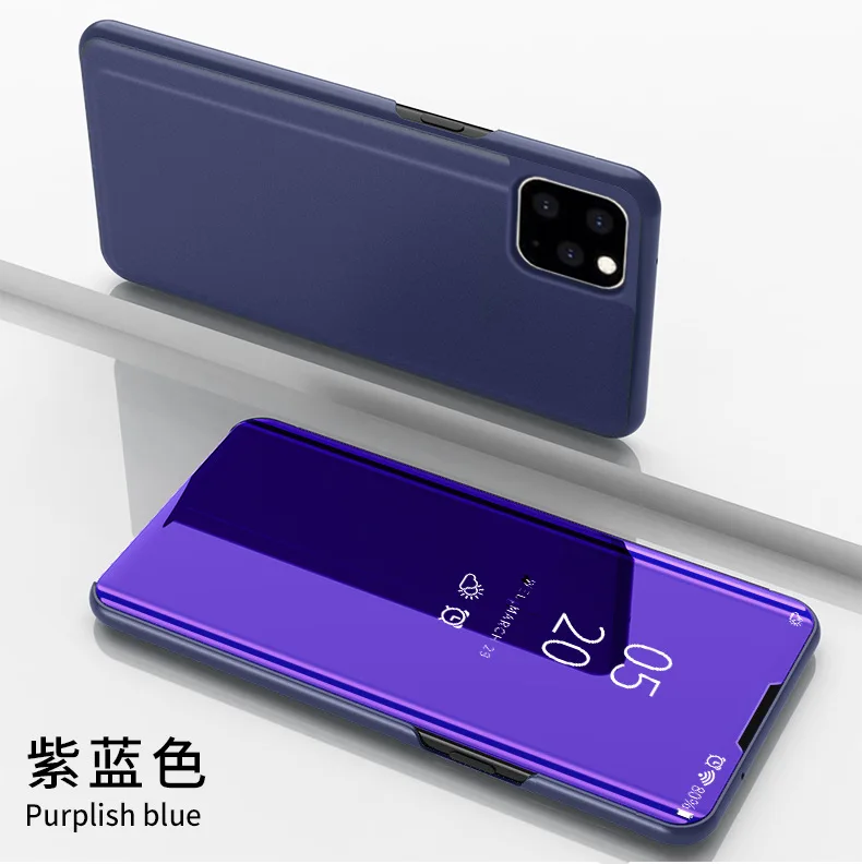 50 шт./партия для iphone 11 Pro прозрачный вид откидная крышка Подставка для зеркала заднего вида кожа+ PC чехол для iphone 11 для iphone 11 Pro Max