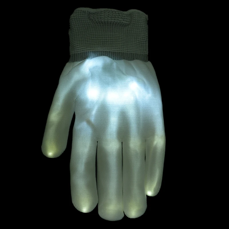 Freeship 1PC Magic White Glove Rainbow Flash Fingertip LED Gloves Unisex Light Up Glow Stick Gloves Mittens Hot^1