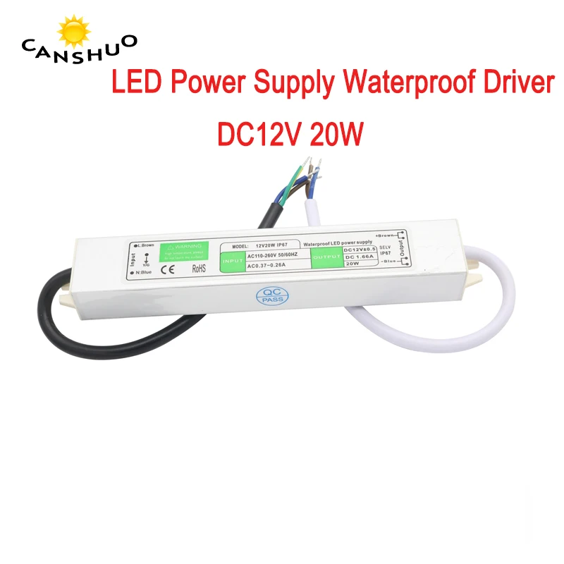 AC110 ~ 220V к DC 24V LED источник питания 12V водонепроницаемый трансформатор 10w 15w 20w 60w 80w 100w