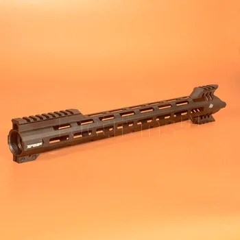 CNC Machined Aluminum Lightweight 16 One Piece Free Float Handguard Tactical Rail Forend w/ M-lok Hole Arrowed Assaut End BLK/CB