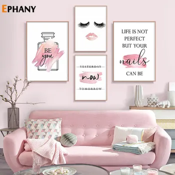 

Flower Perfume Fashion Quotes Painting Makeup Artwork Poster Nail Polish Canvas Print Wall Art Picture Modern Girl Room Decor