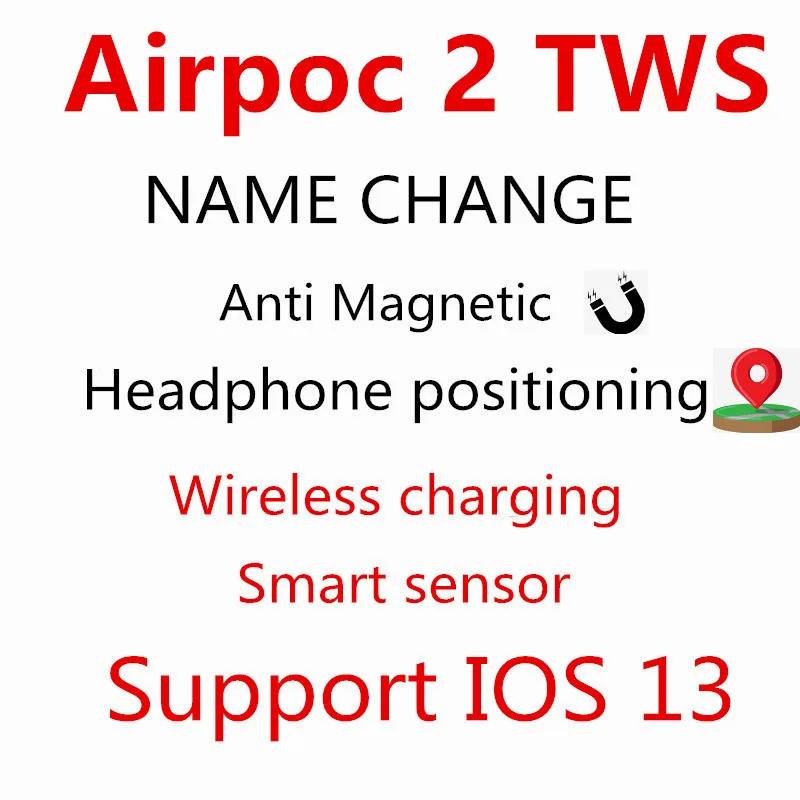 AirPoc 2 Super Clone GPS tws Name Change tws Smart Sensor Wireless charging Bluetooth Earphone Headphone Wireless Headset AirPoc 2 Super Clone GPS tws Name Change tws Smart Sensor Wireless charging Bluetooth Earphone Headphone Wireless Headset