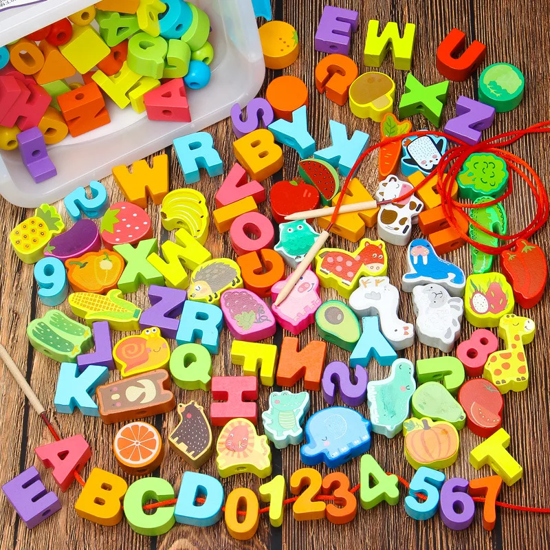 

Young with Numbers Beaded Bracelet Children Early Education Animal Non-Toy 4 Unisex Handmade Wearing Rope Building Blocks Baby G