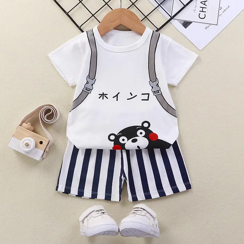 baby outfit matching set Summer Baby Boy Girl Clothes Set Pajamas Suit Infant Newborn Short Sleeve Clothing Elephant Print Costume Cotton Sets baby's complete set of clothing Baby Clothing Set