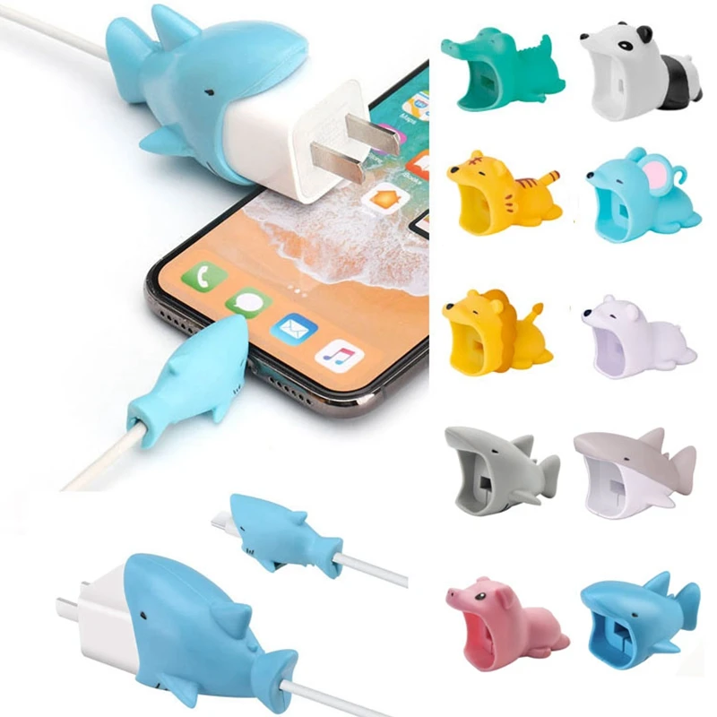 

10Sets Big and Small Cute Bite Cable 10 Animals Organizer Management Wire Protector for iPhone Charging Data Line Cable