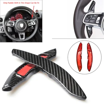 

Carbon Fiber Car Steering Wheel Shift Paddle Shifter Extension For Porsche Panamera Macan Cayenne 718 918 911 Black / Red