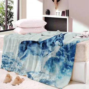 

3D Flannel Warm Thick Sherpa Throw Blanket Coverlet Wool Reversible Fuzzy Microfiber All Season for Bed Couch Wolf Baby Cartoon