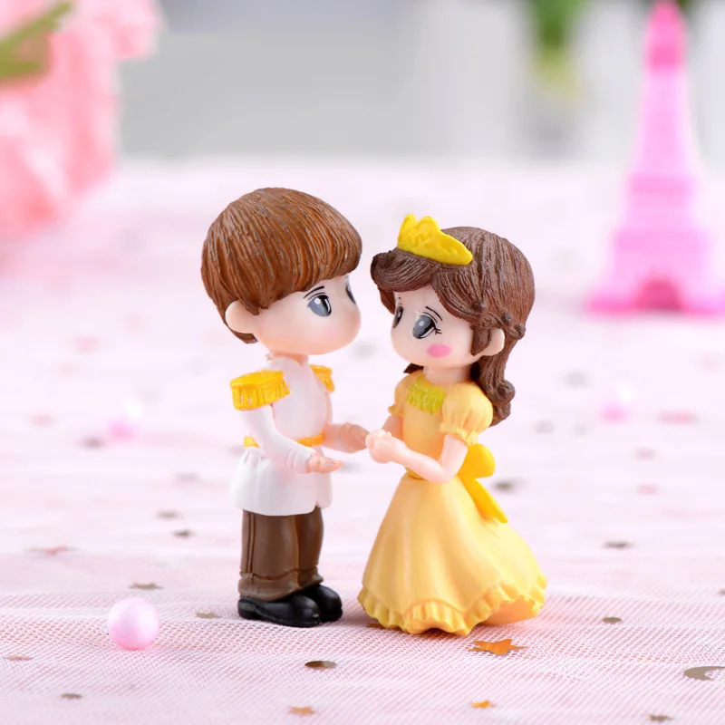 Kawaii Cute Little Princess Prince Cartoon Couple Figurines Miniatures Fairy Garden Ornament DIY Decoration Crafts Home Decor | Дом и сад