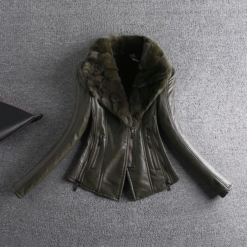 Женская кожаная куртка, Chaquetas De Cuero Mujer, 2xl, женская меховая искусственная кожа, корейский стиль, настоящий воротник, размера плюс, замша