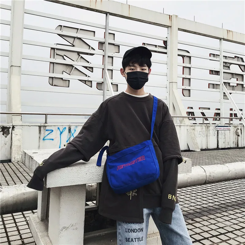 

INS Hong Kong Style Literature And Art Printed Letter Men Crossbody Bag Korean-style Versatile Campus Canvas Students Shoulder F