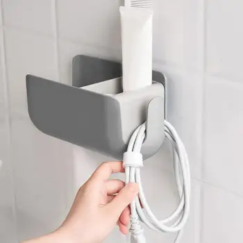 

Wall Mount Hair Dryer Holder Organizer Free Punching Adhesive Type Hair Care Tool Comb Face Cream Rack Stand