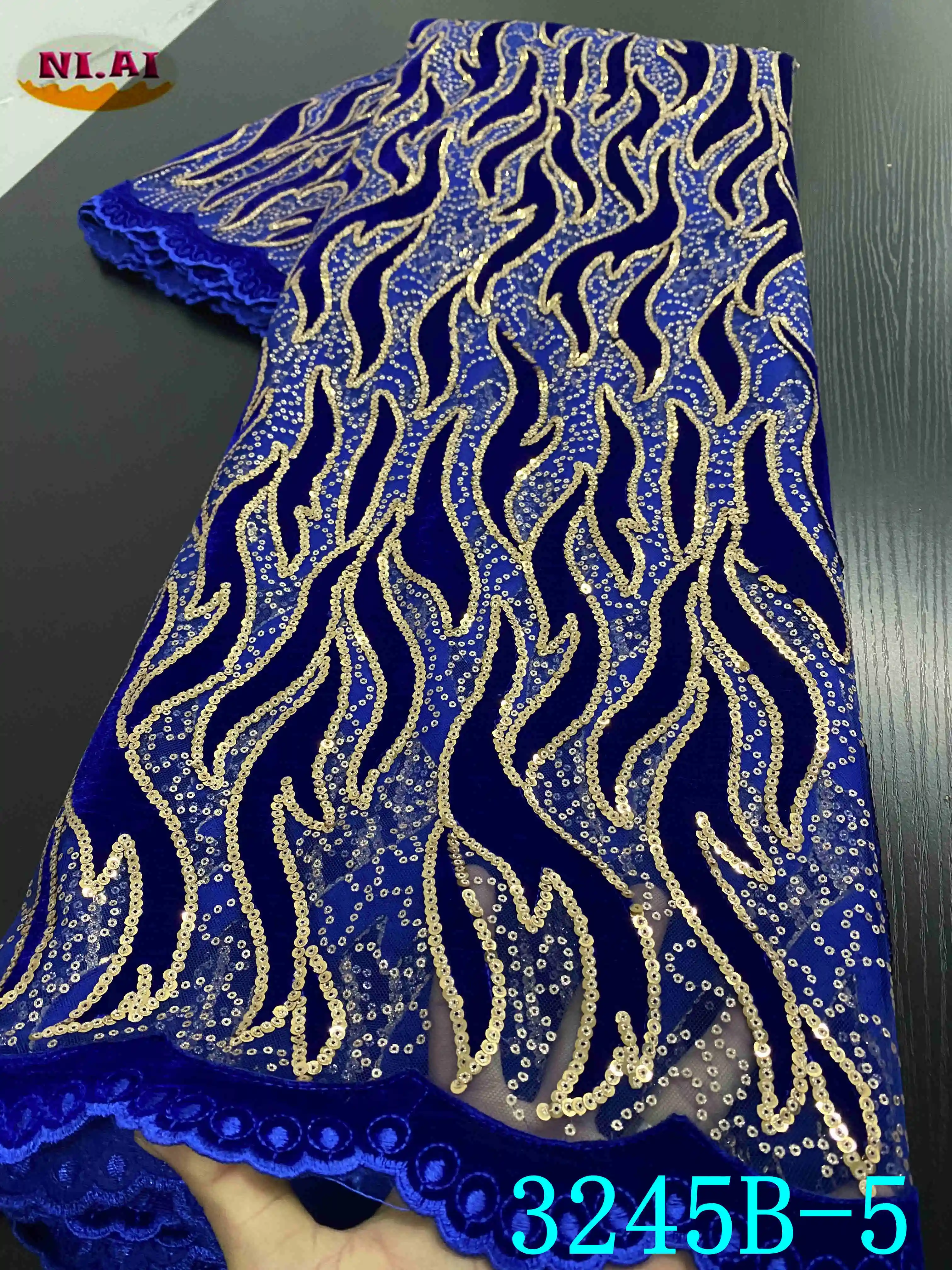 

NIAI Latest Nigerian Velvet Lace Fabric 2020 High Quality Lace African Lace Fabric For Wedding Dress French Tulle Lace XY3245B-5