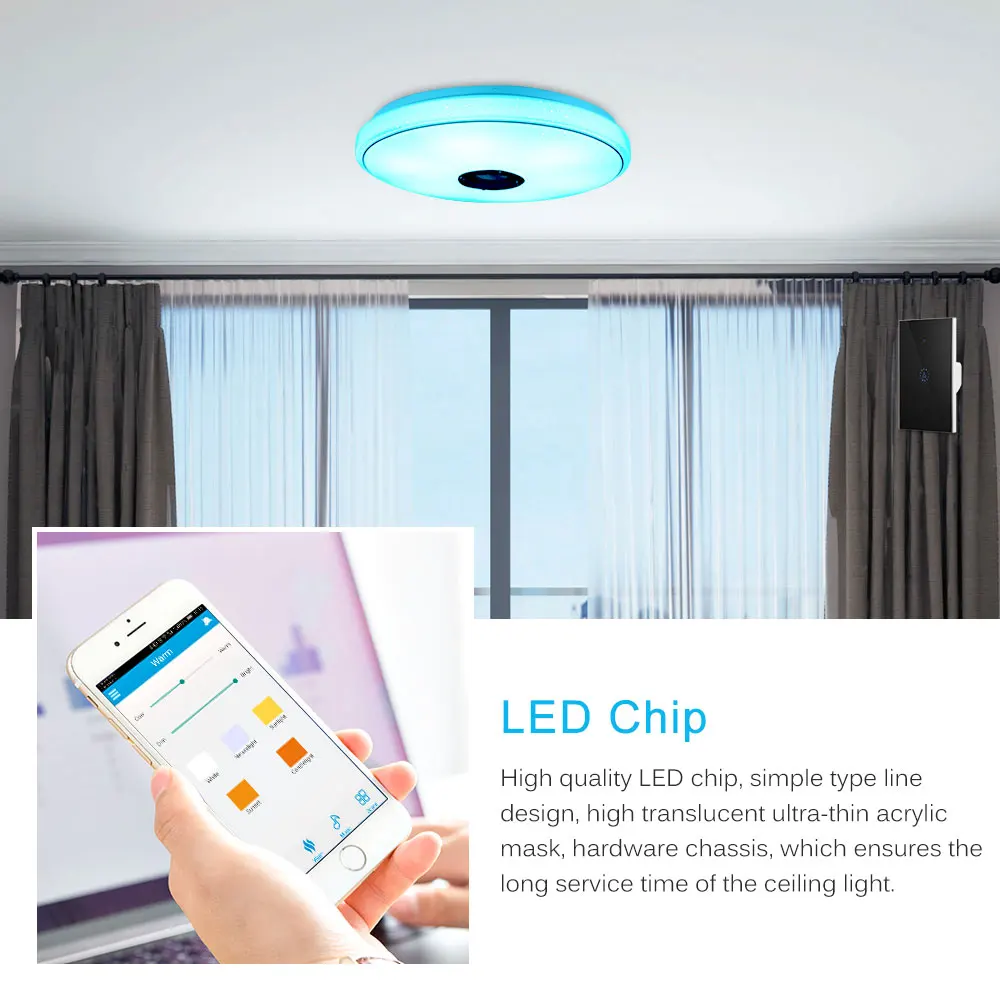 Modern LED Star Light RGB Smart Blutooth Music Ceiling Light Dimmable 36W APP Remote Control Light For For Living Room Bedroom