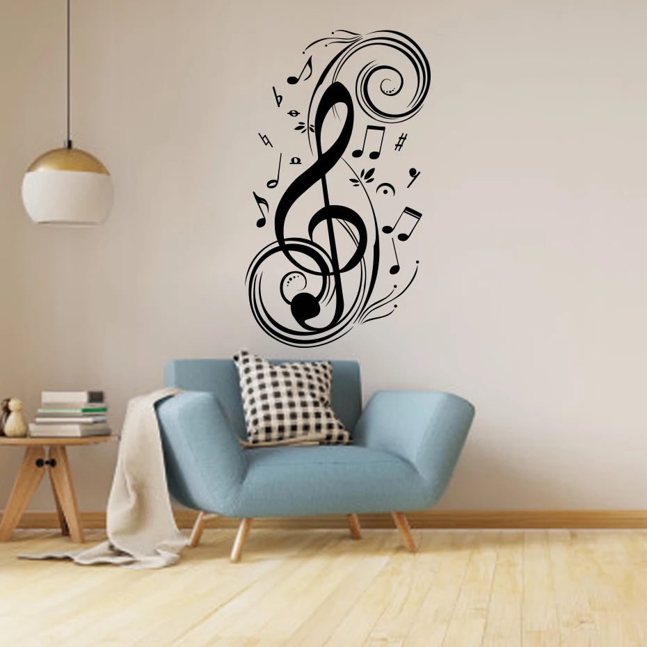 Музыкальные ноты домашний декор музыка наклейки на стену водостойкий Съемный Винил DIY наклейки для гостиной спальни детской комнаты украшение дома