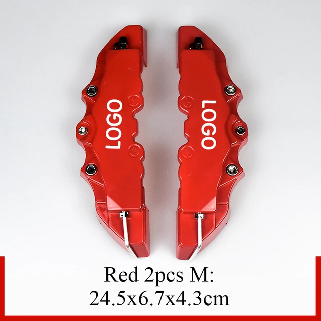 2Pcs S/M/L ABS Car 3D Disc Brake Caliper Covers Sticker For Toyota CROWN COROLLA COASTER LAND CRUISER PRADO REIZ  Accessories 2Pcs M Size Red
