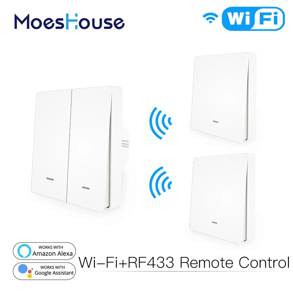 Умный кнопочный выключатель Wi Fi 2 сторонний RF433 комплект передатчика для