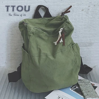 

TTOU Fashion Multi-color Canvas Backpack Women Large Capacity Korean Style Travel Bag For Teenage Girls Schoolbag Brand New