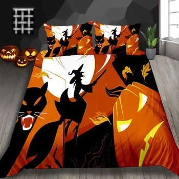

Thumbedding Witch Print Bedding Set Halloween Painted Abstract Duvet Cover King Artistic Queen Full Twin Single Double Bed Set