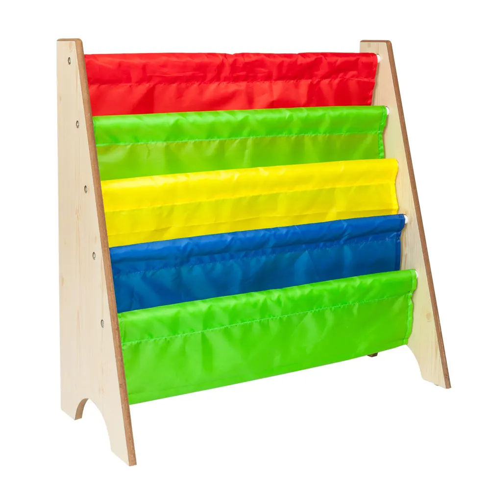 

Fabric Cover MDF Shelf Book Magazine Rack Wood Color & Colorful Cloth