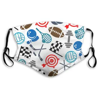 

American Football and Volleyball Pattern Unisex Anti-Pollution Mask Dust Mask with Filter Mask Black
