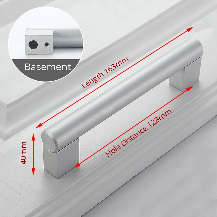 Алюминиевый сплав Современный минималистичный черный шкаф гардероб дверь ручка шкафа Ручка ящика скандинавские мебельные Аппаратные средства - Цвет: Silver 128mm